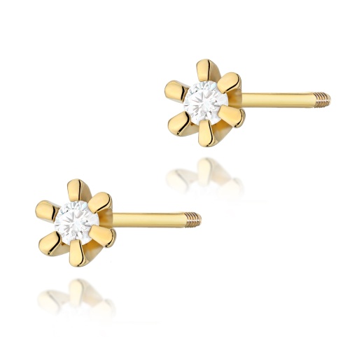 Boucles d’oreilles K0029 Diamant 2 x 0,02ct Or jaune Clou vissé