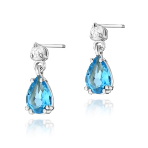 Kolczyki K0006 Topaz Swiss 2 x 0,90ct białe złoto sztyft zakręcany