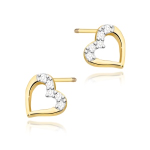 Kolczyki K0503 z diamentami żółte złoto sztyft zakręcany
