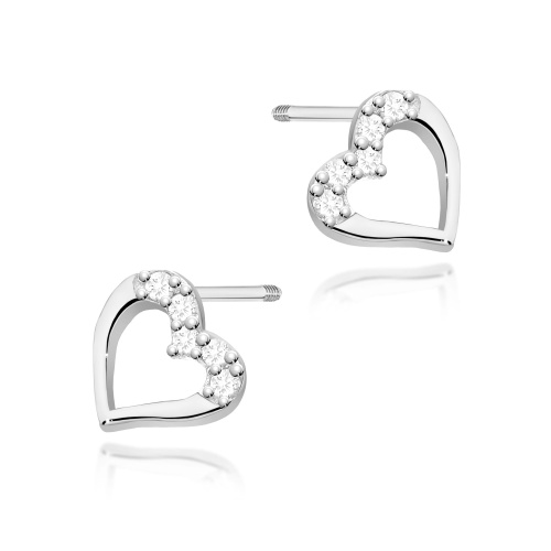 Boucles d’oreilles K0503 avec diamants Or blanc Clou vissé