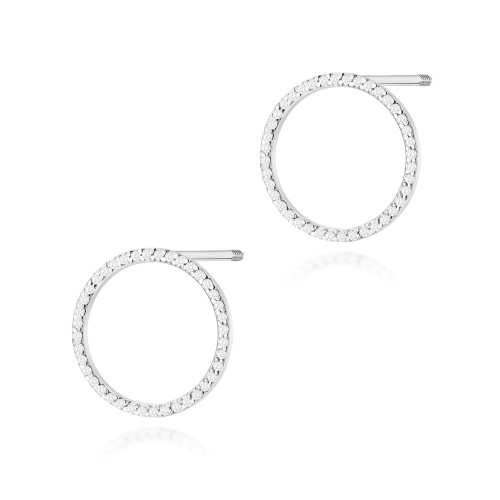 Boucles d’oreilles K0442 avec diamants Or blanc Clou vissé