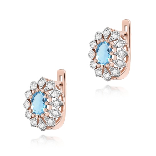 Boucles d’oreilles K0354 Topaze  Swiss 2 x 0,50ct Or rose