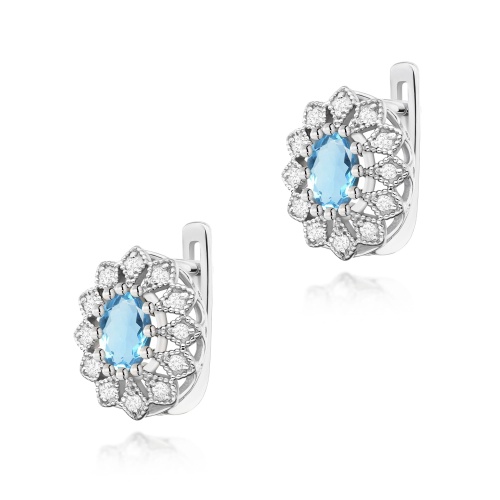 Boucles d’oreilles K0354 Topaze  Swiss 2 x 0,50ct Or blanc