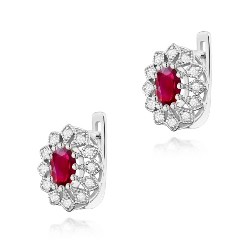 Boucles d’oreilles K0354 Rubis 2 x 0,60ct Or blanc