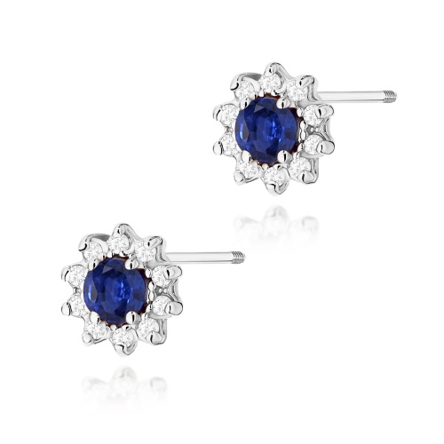 Ohrringe K0185 Saphir 2 x 0,15ct Weißgold Schraubstecker