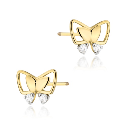 Boucles d’oreilles K0059 avec diamants Or jaune Clou vissé