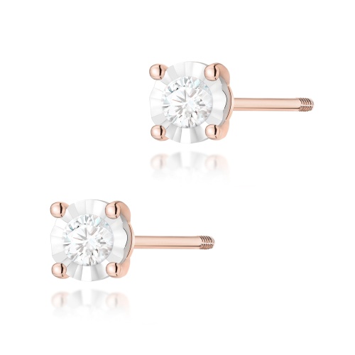 Kolczyki K0058 Diament 2 x 0,08ct różowe złoto sztyft zakręcany