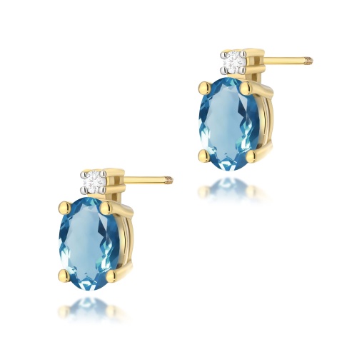Ohrringe K0001 Topas London Blue 2 x 0,50ct Gelbgold Schraubstecker