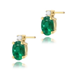 Kolczyki K0001 Szmaragd 2 x 0,40ct żółte złoto sztyft zakręcany