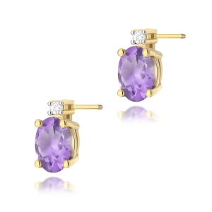 Kolczyki K0001 Ametyst 2 x 0,40ct żółte złoto sztyft zakręcany