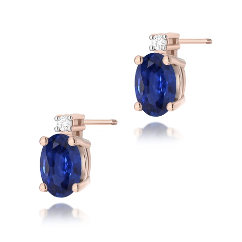 Kolczyki K0001 Szafir 2 x 0,70ct różowe złoto sztyft zakręcany