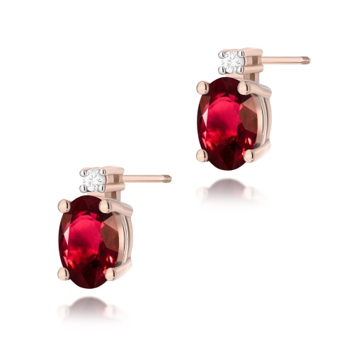 Kolczyki K0001 Rubin 2 x 0,60ct różowe złoto sztyft zakręcany
