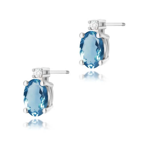 Kolczyki K0001 Topaz London Blue 2 x 0,50ct białe złoto sztyft zakręcany