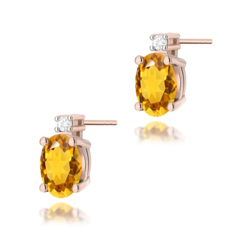 Kolczyki K0001 Cytryn 2 x 0,60ct różowe złoto