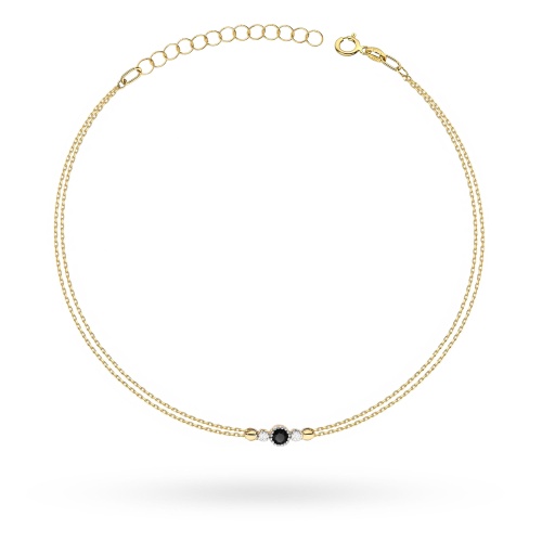 Bransoletka B0003 Czarny Diament 0,12ct żółte złoto