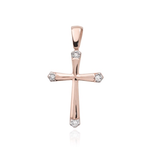 Croix D0001 avec diamants Or rose