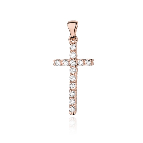 Croix D0006 avec diamants Or rose