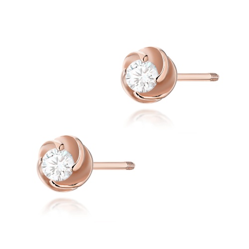 Boucles d’oreilles K0329 Diamant 2 x 0,10ct Or rose Clou vissé