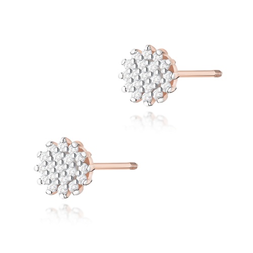 Boucles d’oreilles K0401 avec diamants Or rose Clou vissé