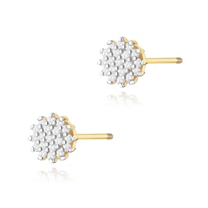 Kolczyki K0401 z diamentami żółte złoto sztyft zakręcany