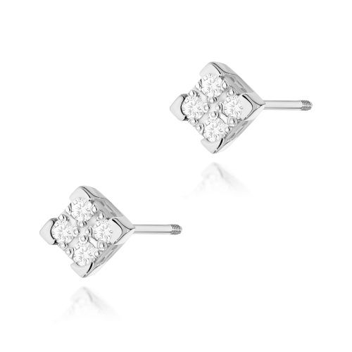 Boucles d’oreilles K0402 avec diamants Or blanc Clou vissé