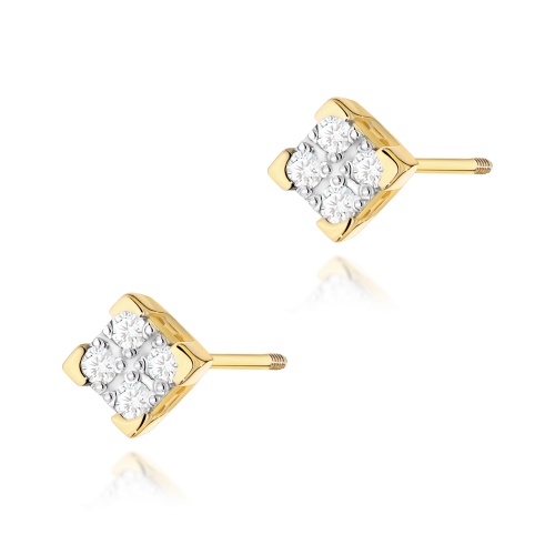 Boucles d’oreilles K0402 avec diamants Or jaune Clou vissé
