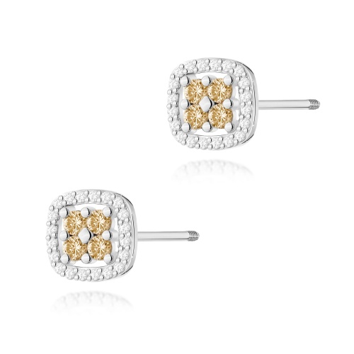 Boucles d’oreilles K0441 avec diamants Or blanc Clou vissé