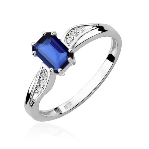 Pierścionek W0094 Szafir 0,60ct białe złoto