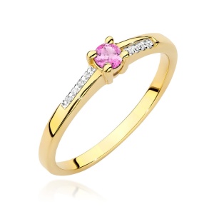 Pierścionek W0258 Różowy Topaz 0,13ct żółte złoto