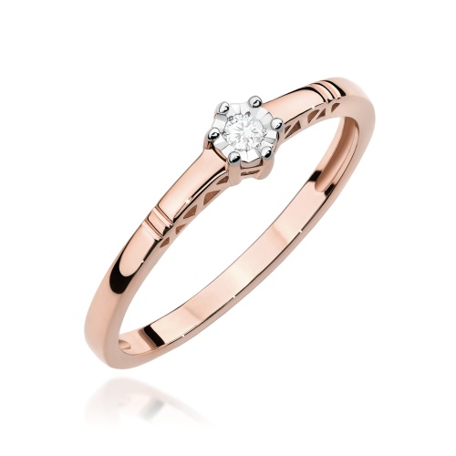 Prsten W0630 Diamant 0,03ct Růžové zlato