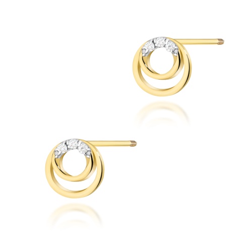 Boucles d’oreilles K0078 avec diamants Or jaune Clou vissé