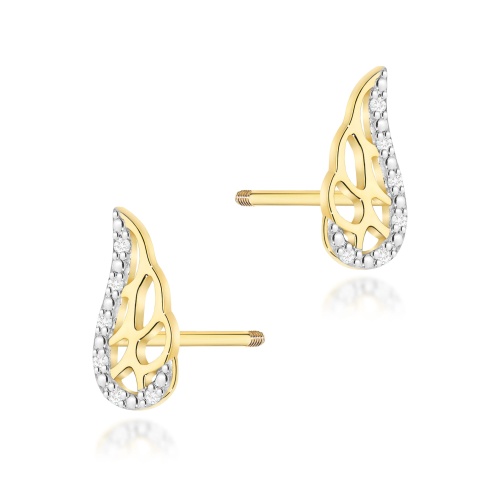 Boucles d’oreilles K0043 avec diamants Or jaune Clou vissé