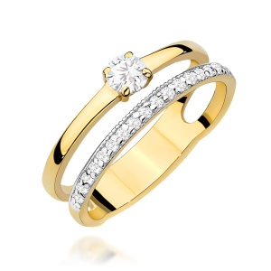 Pierścionek W0674 z diamentami żółte złoto