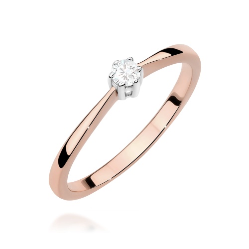 Pierścionek W0675 Diament 0,10ct różowe złoto