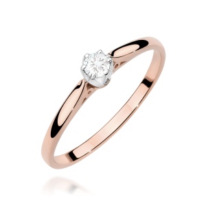 Pierścionek W0672 z diamentem 0,10ct różowe złoto