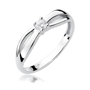 Pierścionek W0248 Diament Laboratoryjny 0,10ct białe złoto
