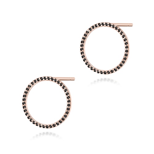 Boucles d’oreilles K0442 avec diamants noirs Or rose