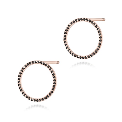 Boucles d’oreilles K0442 avec diamants noirs Or rose Clou vissé