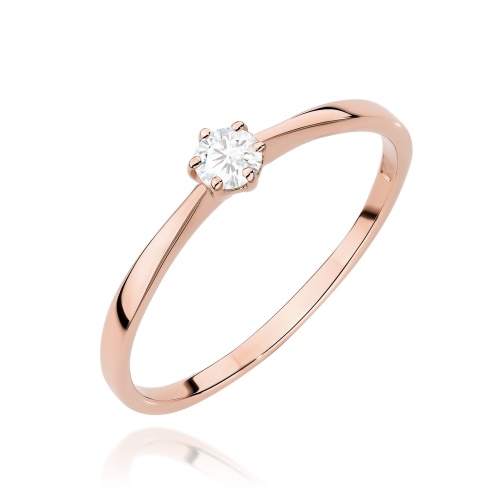 Prsten W0579 Laboratorní diamant 0,10ct Růžové zlato