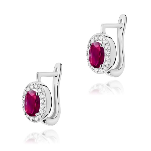 Boucles d’oreilles K0574 Rhodolite 2 x 0,50ct Or blanc