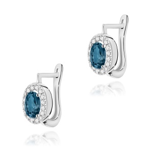 Kolczyki K0574 Topaz London Blue 2 x 0,50ct białe złoto