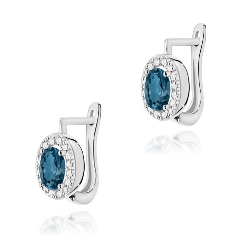 Boucles d’oreilles K0574 Topaze London Blue 2 x 0,50ct Or blanc