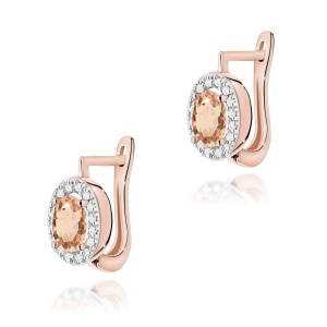 Kolczyki K0574 Morganit 2 x 0,40ct różowe złoto