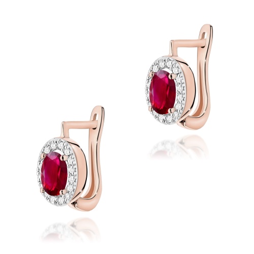 Kolczyki K0574 Rubin 2 x 0,60ct różowe złoto