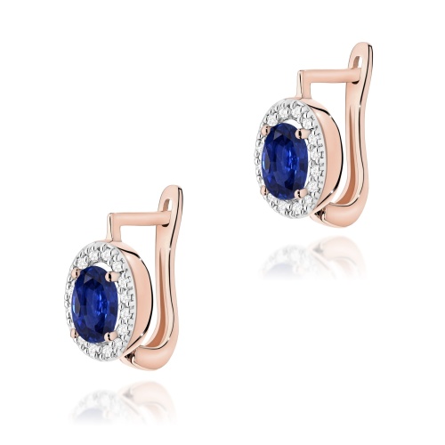 Kolczyki K0574 Szafir 2 x 0,70ct różowe złoto