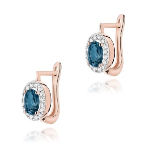 Kolczyki K0574 Topaz London Blue 2 x 0,50ct różowe złoto