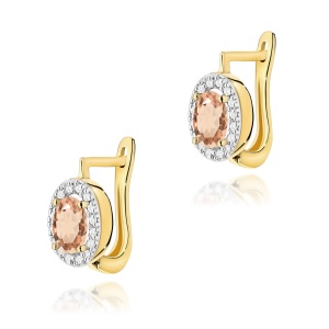 Kolczyki K0574 Morganit 2 x 0,40ct żółte złoto