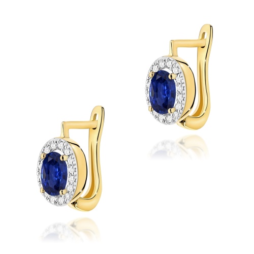 Náušnice K0574 Safír 2 x 0,70ct Žluté zlato
