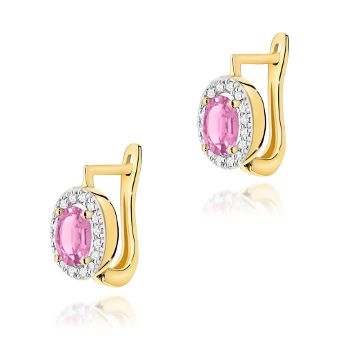 Fülbevaló K0574 Rózsaszín zafír 2 x 0,45ct Sárga arany
