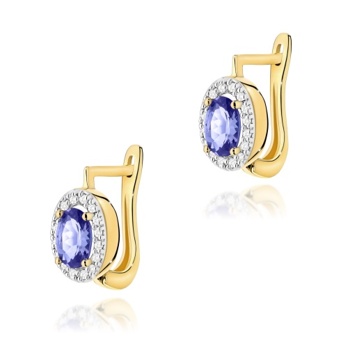 Fülbevaló K0574 Tanzanit 2 x 0,40ct Sárga arany